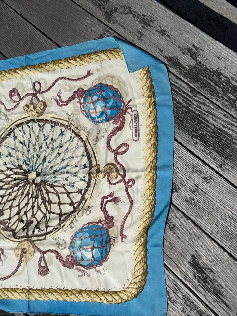 Hermès Nautical Dreamcatcher Silk Wall Decor - Cream & Blue